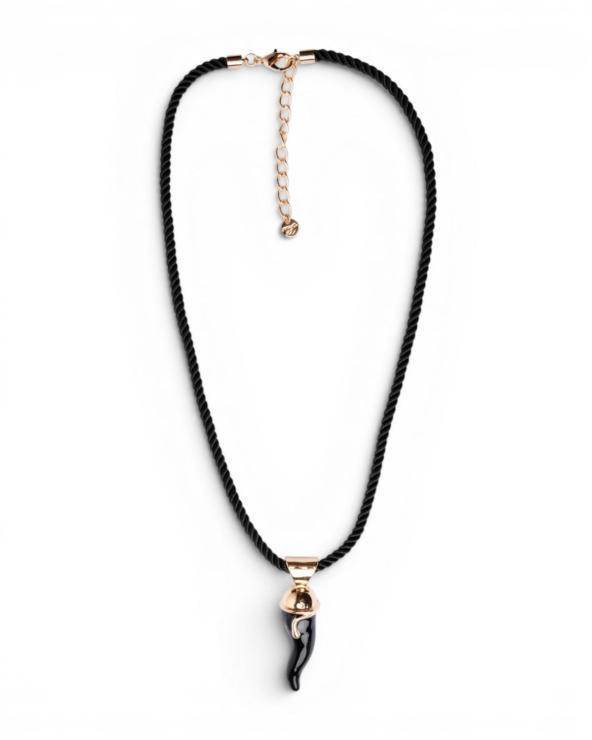 Collana in corda nera con corno pendente in acrilico nero - Mya Accessories