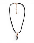 Collana in corda nera con corno pendente in acrilico nero - Mya Accessories