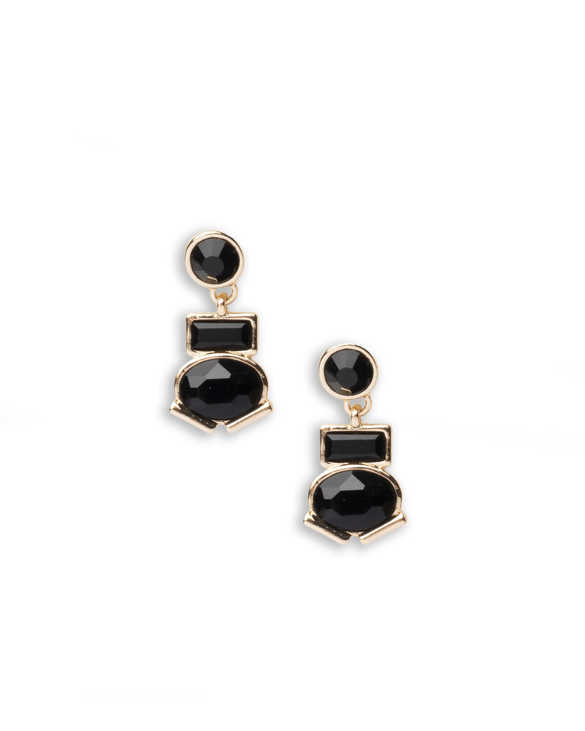 Orecchini pendenti in metallo con pietre in vetro nere - Mya Accessories