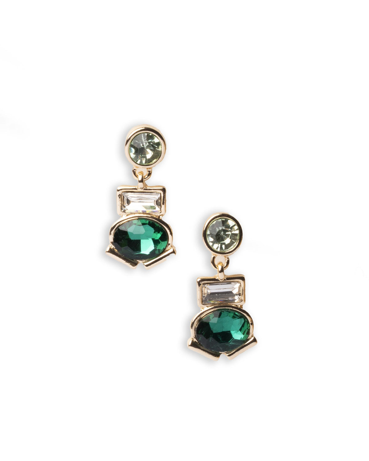 Orecchini pendenti in metallo con pietre in vetro verde - Mya Accessories
