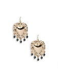 Orecchini pendenti con cuore sacro in metallo e perline in acrilico nere - Mya Accessories
