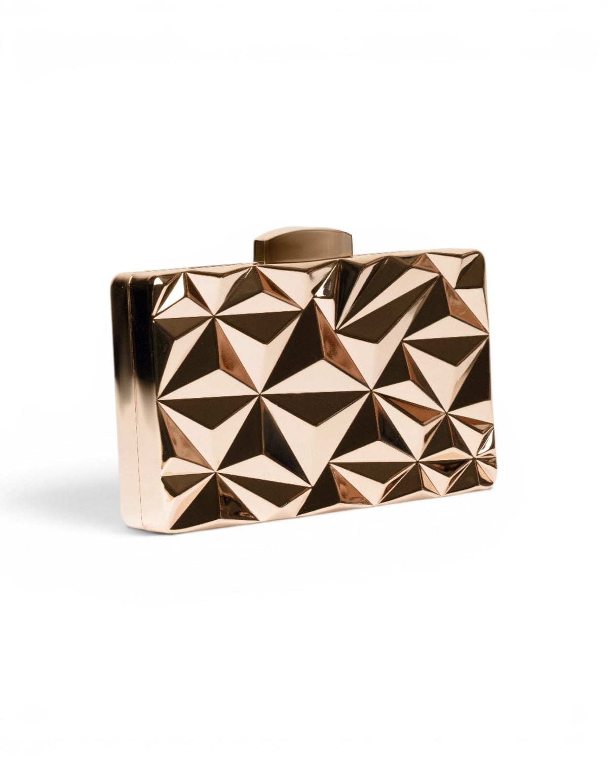 Clutch in metallo con design a taglio diamante - Mya Accessories