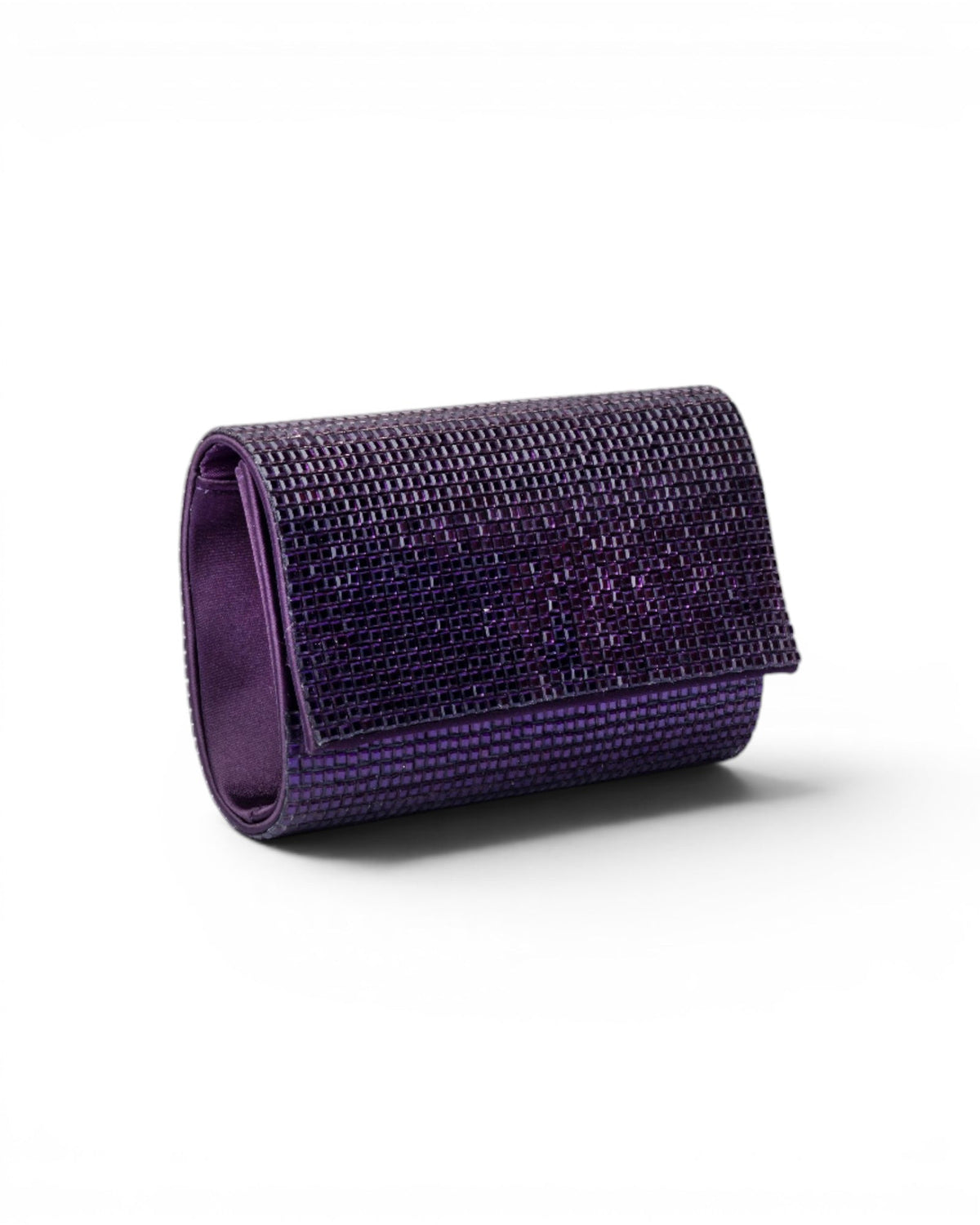 Borsa pochette in tessuto tempestata da micro cristalli viola - Mya Accessories