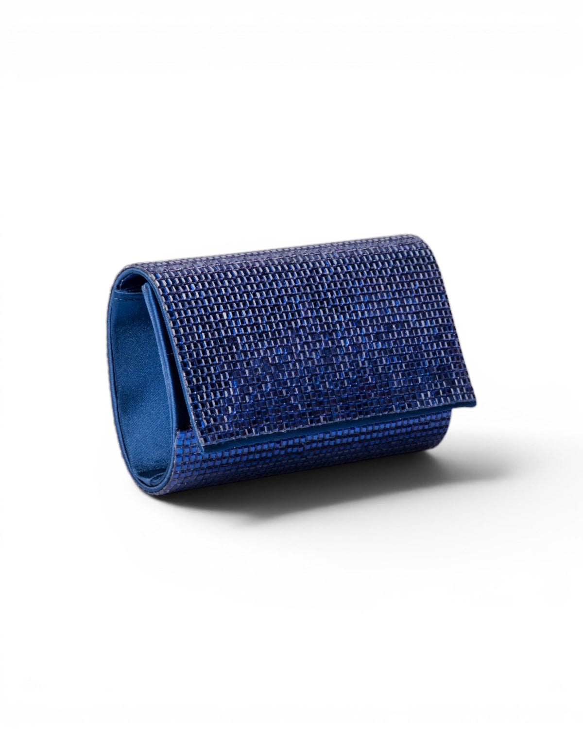 Borsa pochette in tessuto tempestata da micro cristalli blu - Mya Accessories