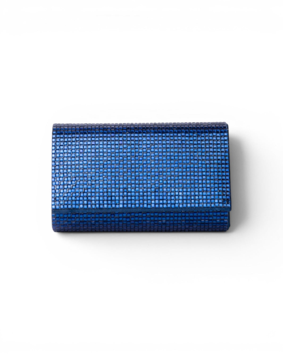 Borsa pochette in tessuto tempestata da micro cristalli blu - Mya Accessories