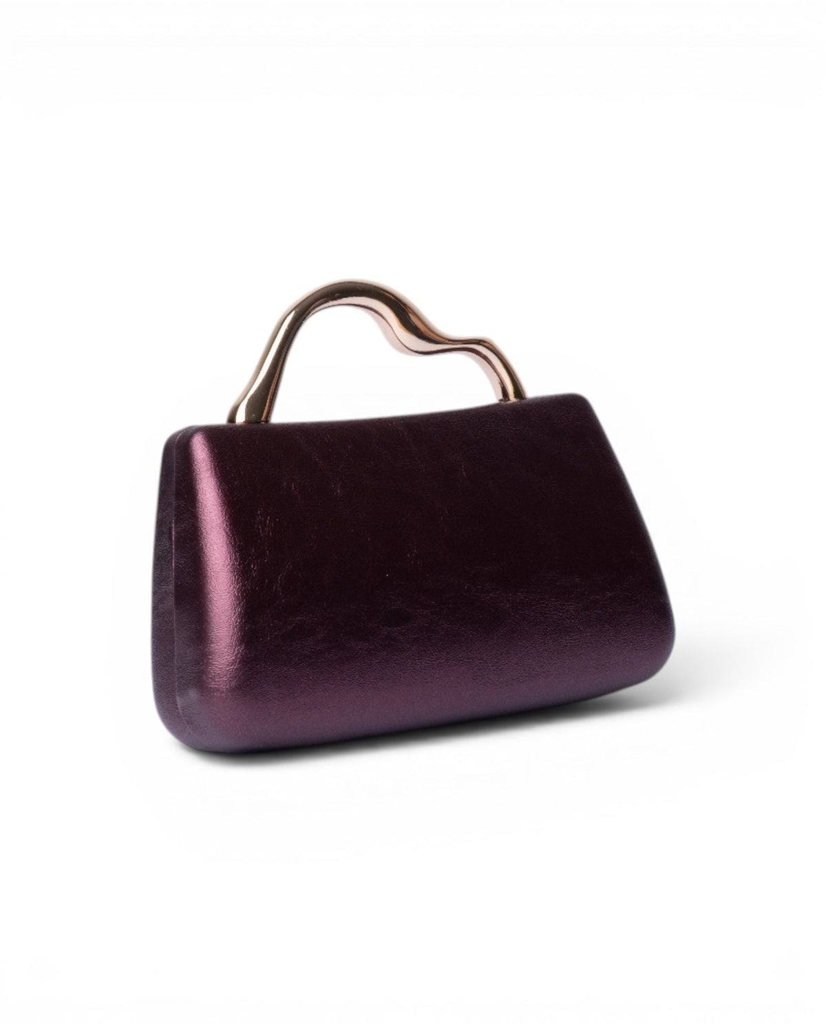 Mini borsa rigida viola con manico scultoreo dorato - Mya Accessories