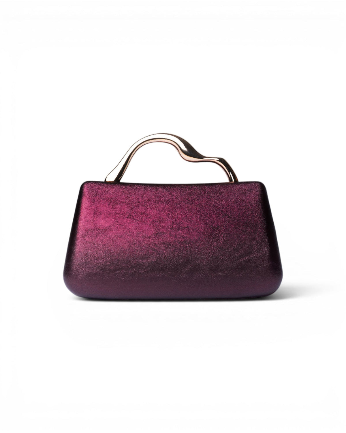 Mini borsa rigida viola con manico scultoreo dorato - Mya Accessories