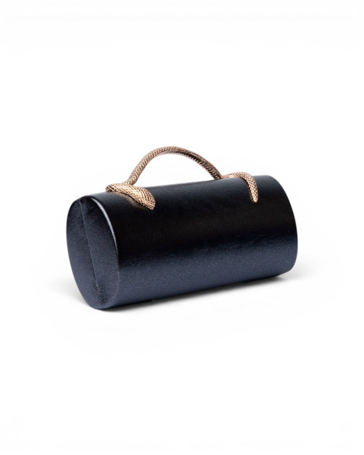 Mini borsa a cilindro nera con manico a serpente - Mya Accessories