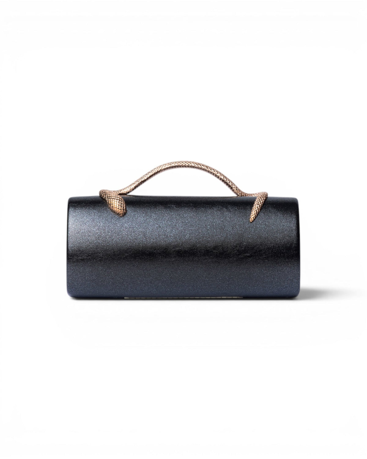 Mini borsa a cilindro nera con manico a serpente - Mya Accessories