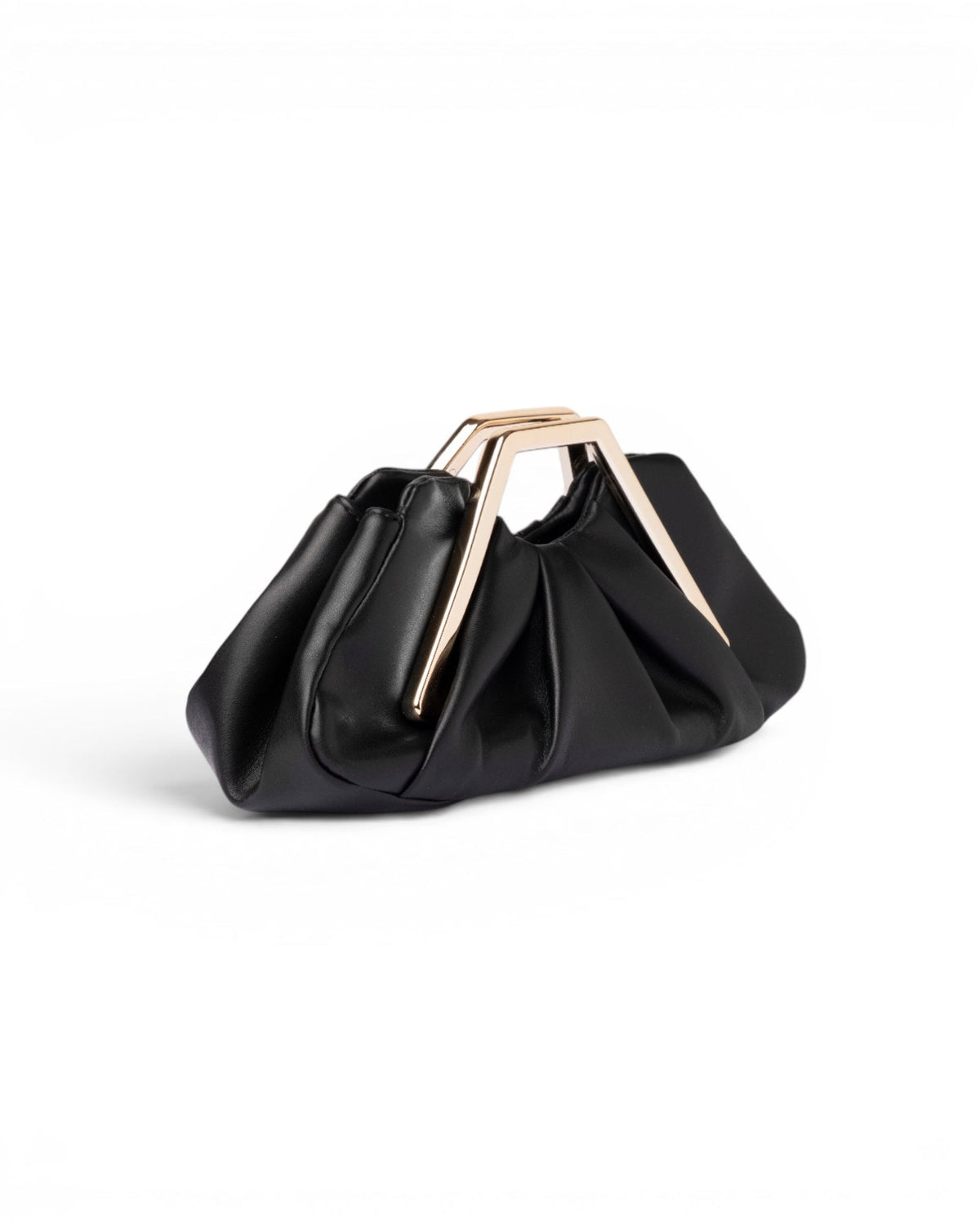 Clutch plissè nera con manico metallico - Mya Accessories