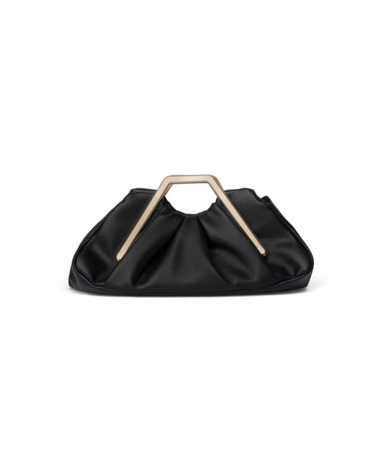 Clutch plissè nera con manico metallico - Mya Accessories