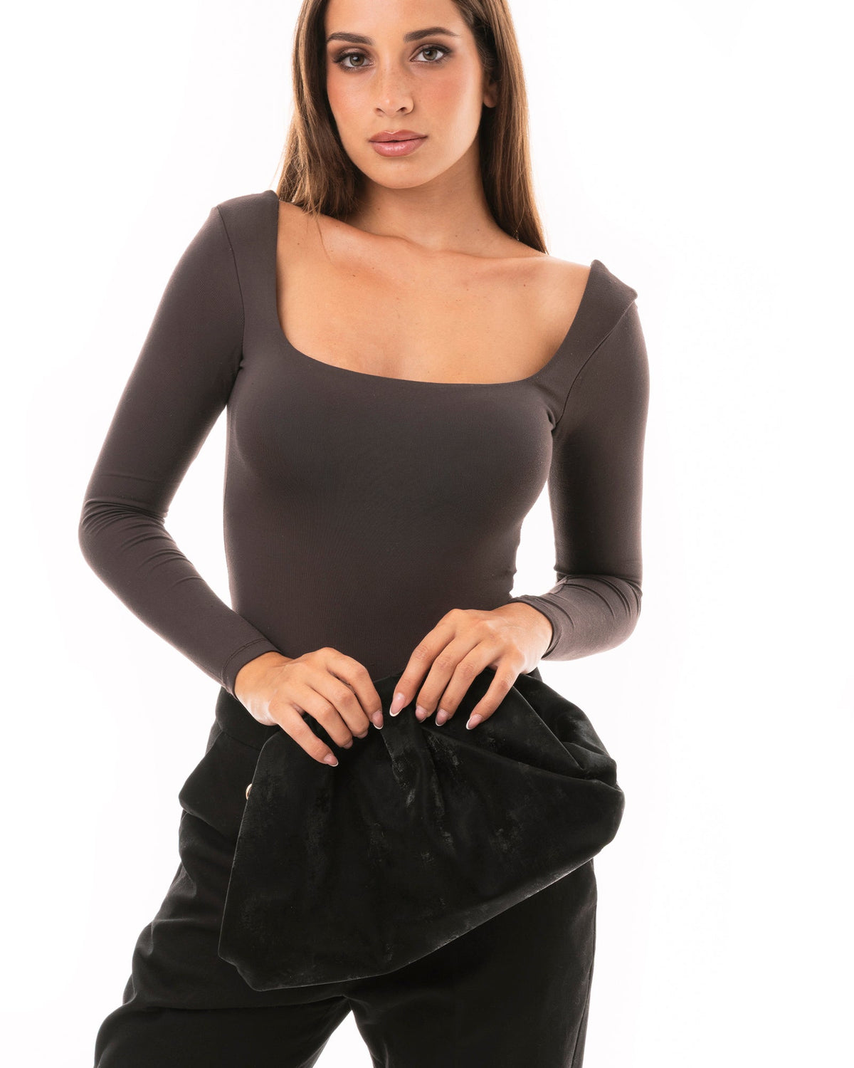 Clutch morbida effetto suede nera - Mya Accessories