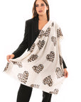 Sciarpa bianca con stampa a cuori maculati - Mya Accessories