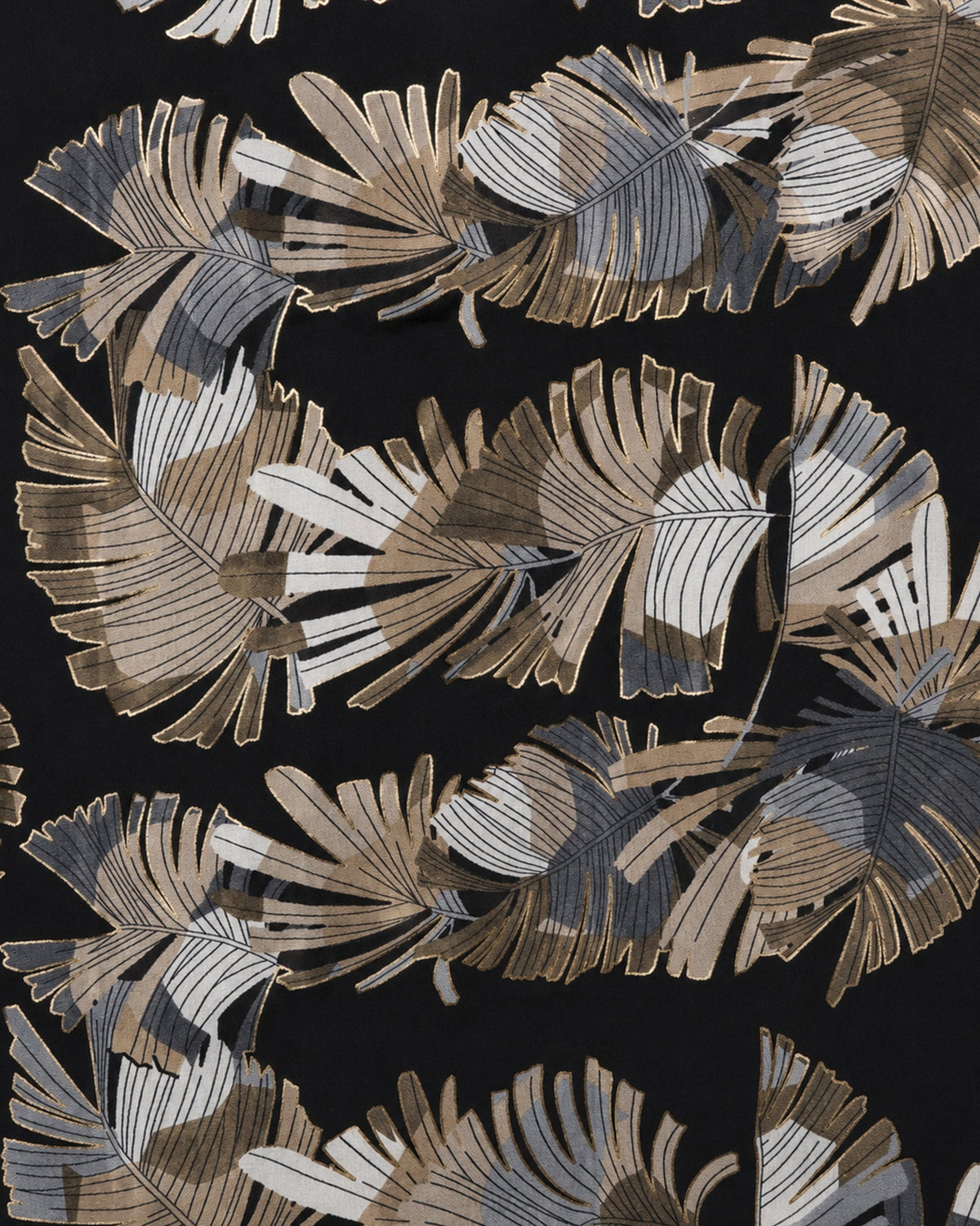 Sciarpa in cotone nera con stampa a foglie tropicali - Mya Accessories