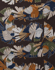 Sciarpa in cotone marrone con stampa a foglie tropicali multicolore - Mya Accessories