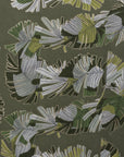 Sciarpa in cotone verde con stampa a foglie tropicali - Mya Accessories