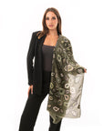Sciarpa in cotone verde con stampa geometrica - Mya Accessories