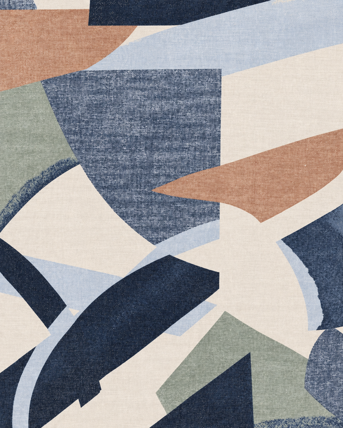 Sciarpa in cotone con stampa astratta tono blu