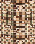 Sciarpa in cotone con stampa a scacchi con cuori multicolore
