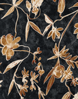 Sciarpa in cotone nera con stampa a fiori