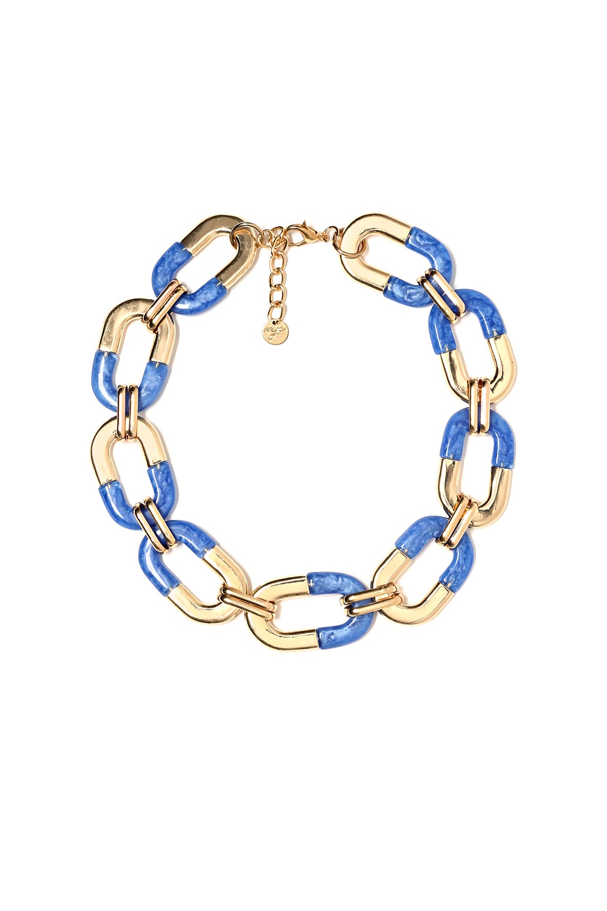 Girocollo in catena ovale oro e blu - Mya Accessories