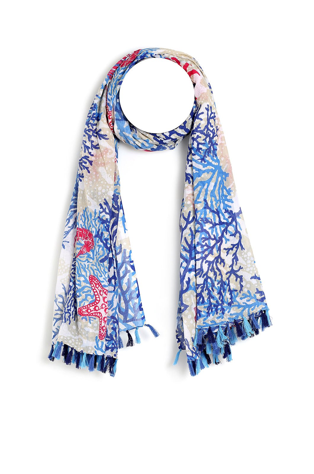 PAREO IN COTONE BIANCA CON STAMPA TEMA MARE MULTICOLORE - Mya Accessories