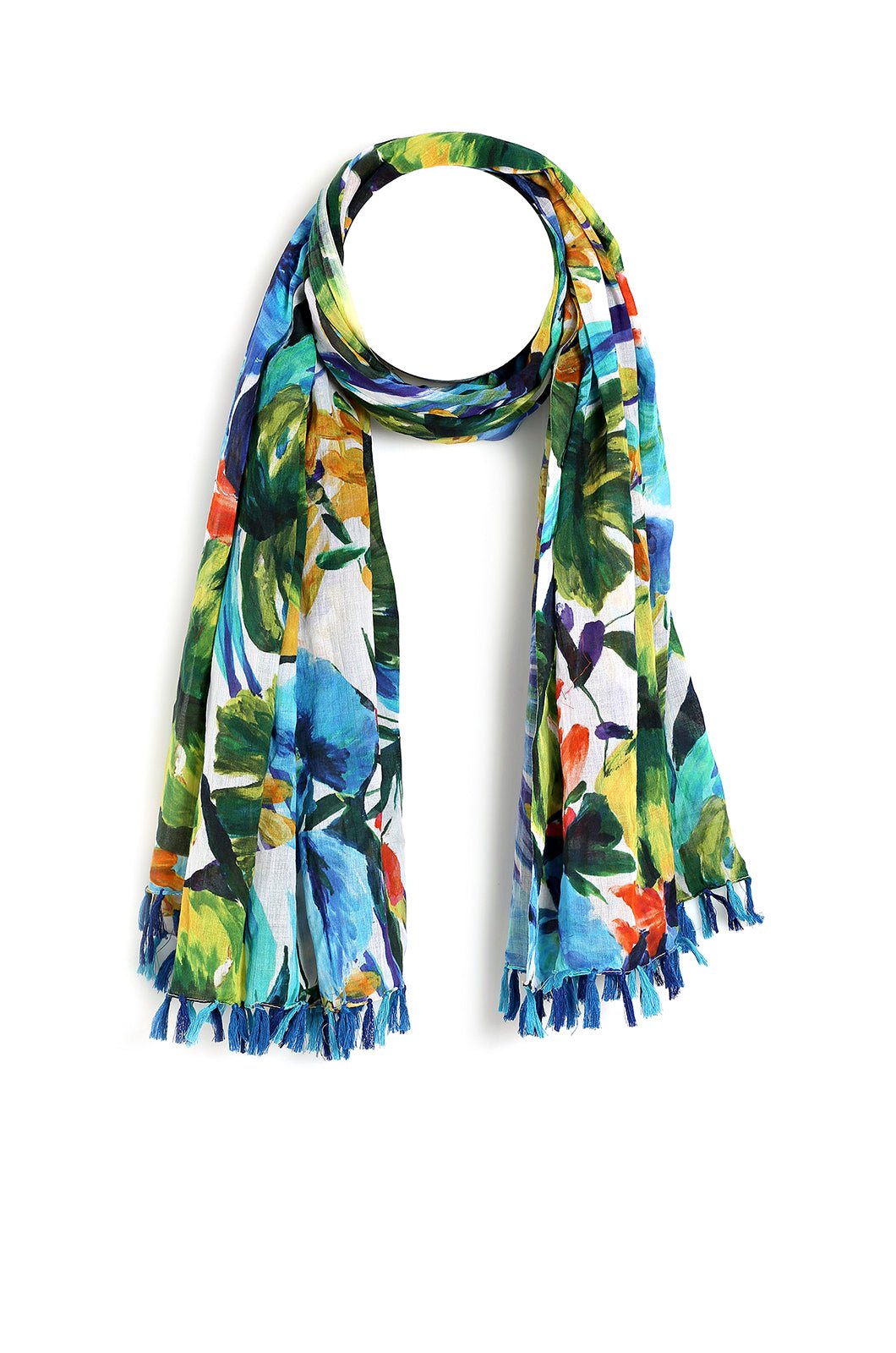 PAREO IN COTONE BIANCA CON STAMPA TEMA TROPICALE MULTICOLORE - Mya Accessories