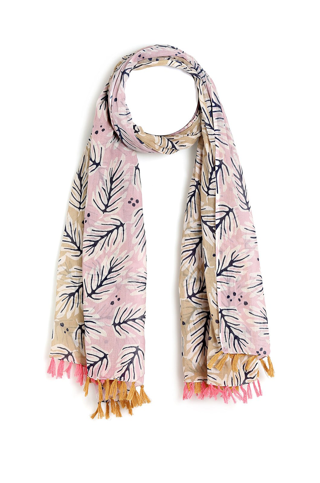 PAREO IN COTONE ROSA CON STAMPA MULTICOLORE - Mya Accessories