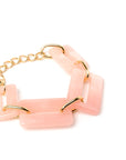 Bracciale in acrilico rosa marmorizzato a base rettangolare - Mya Accessories