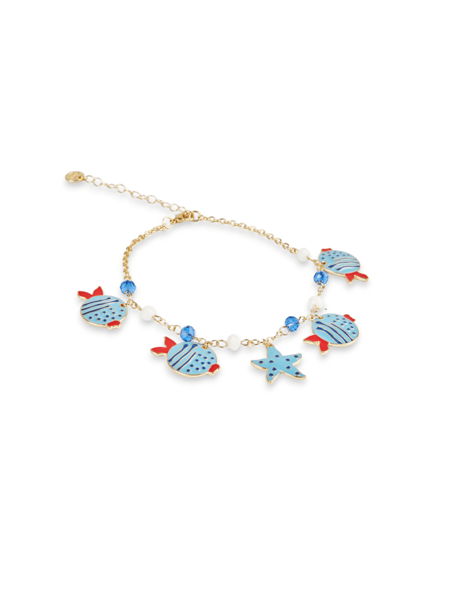 Cavigliera color oro con charms pesciolino e stella turchese - Mya Accessories