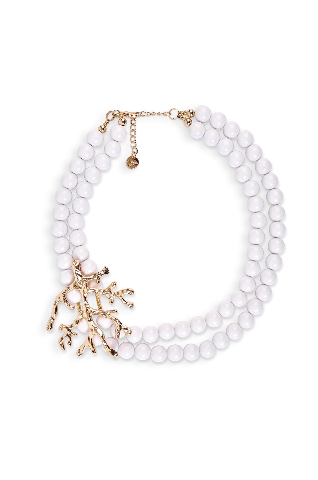 Collana girocollo a due linee con inserto ramo di corallo in metallo - Mya Accessories