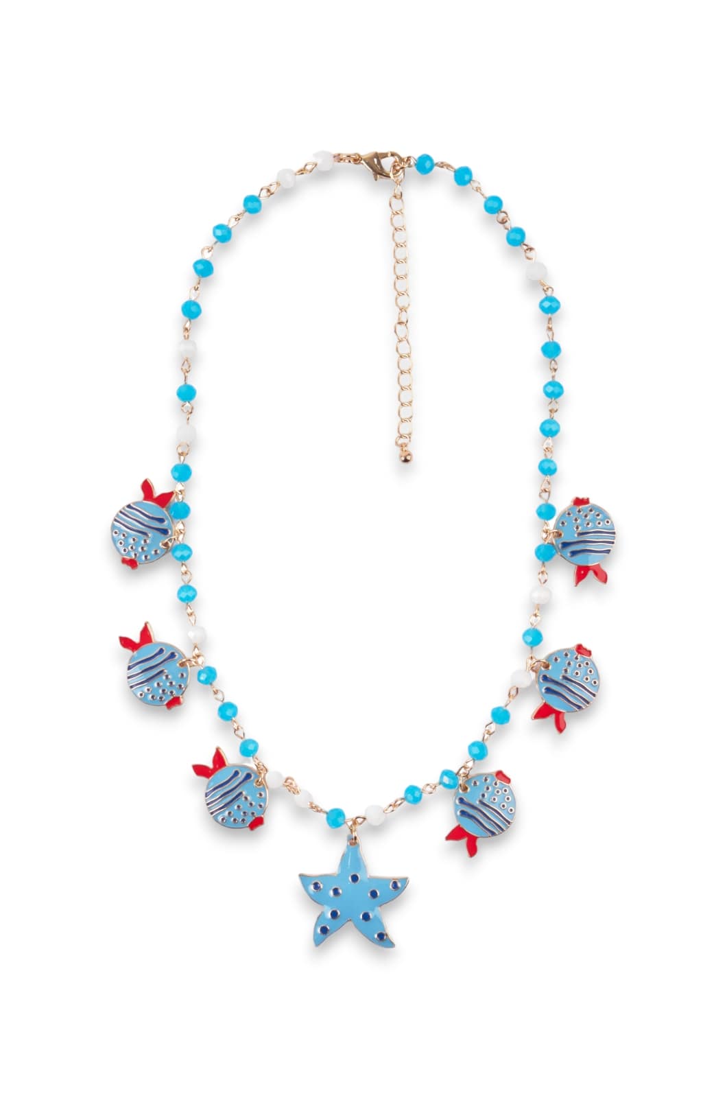 Collana vetro charms pesce in Metallo colore Oro - azzurro - Mya Accessories