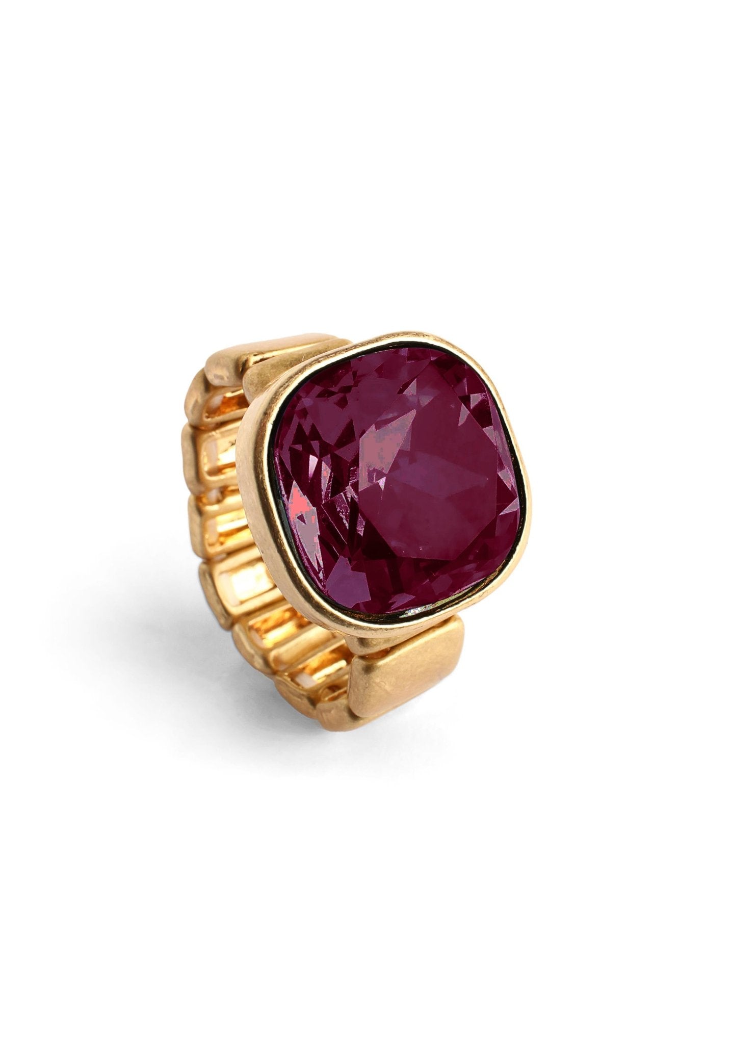 Anello elastico con pietra in acrilico fucsia - Mya Accessories