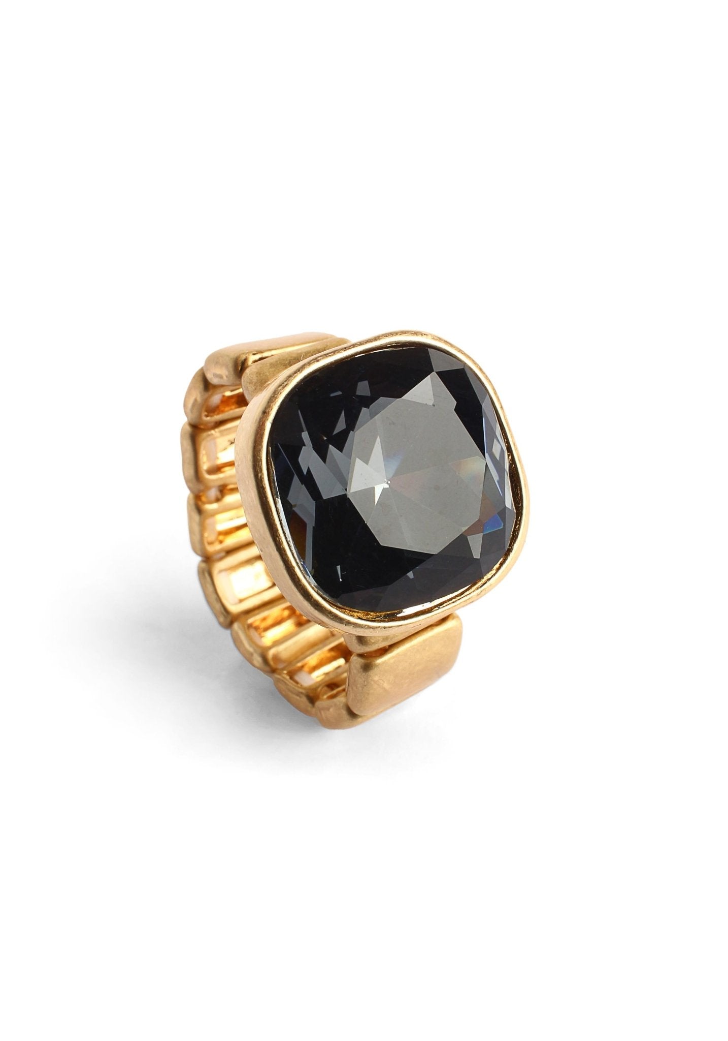 Anello elastico con pietra in acrilico nera - Mya Accessories