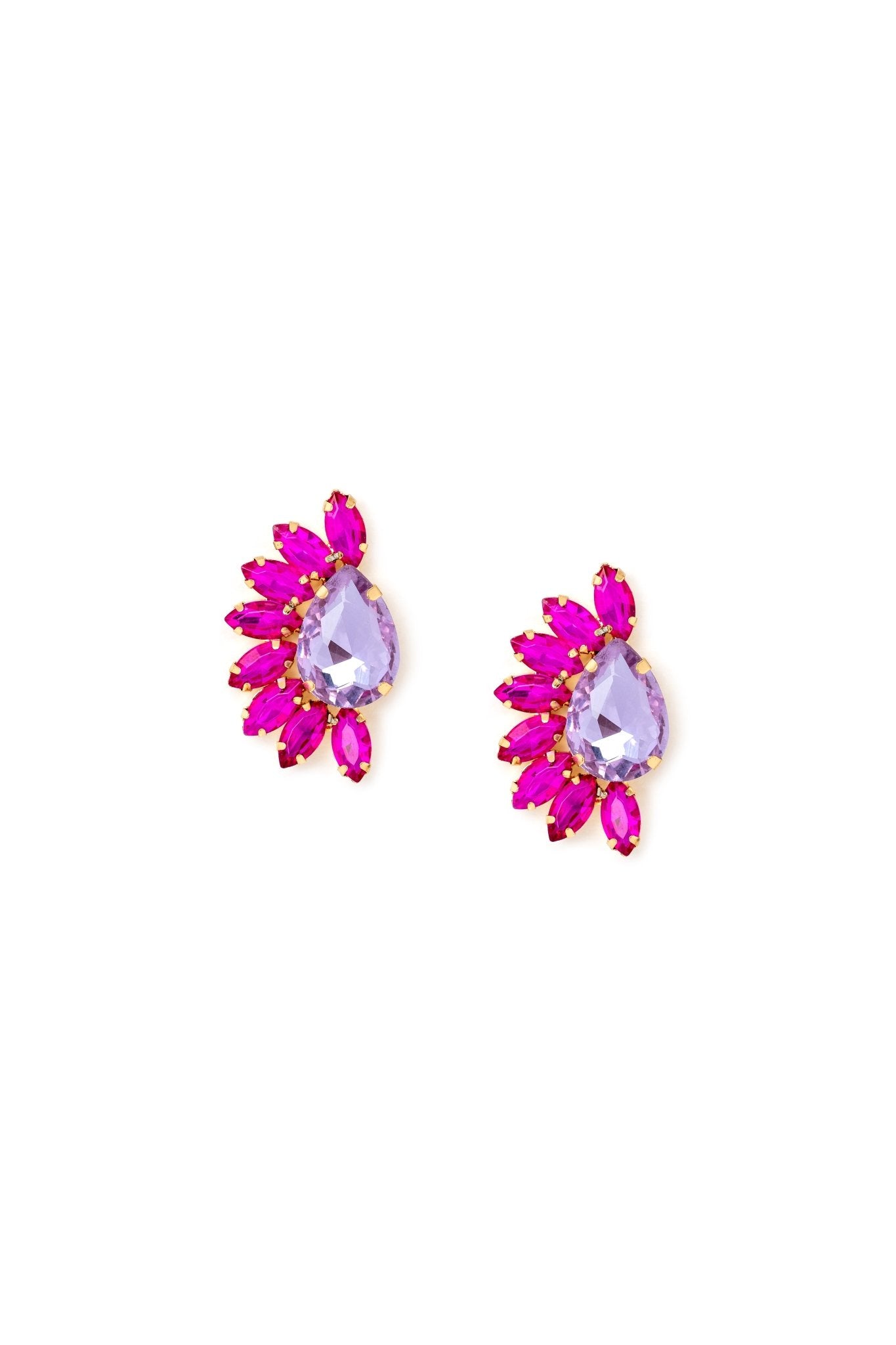 Orecchino a fiore con pietre multi fucsia - Mya Accessories