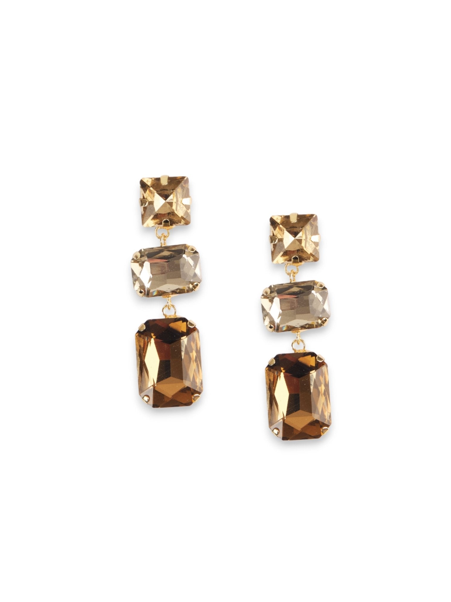 Orecchini in vetro quadrato champagne - Mya Accessories