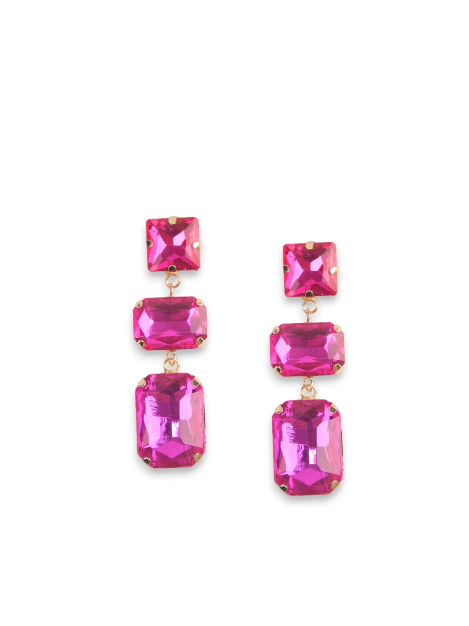 Orecchini in vetro quadrato fucsia - Mya Accessories