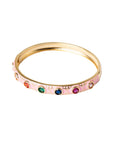 Bracciale in ottone a manetta smaltato rosa con zirconi multicolore - Mya Accessories