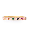 Bracciale in ottone a manetta smaltato rosa con zirconi multicolore - Mya Accessories