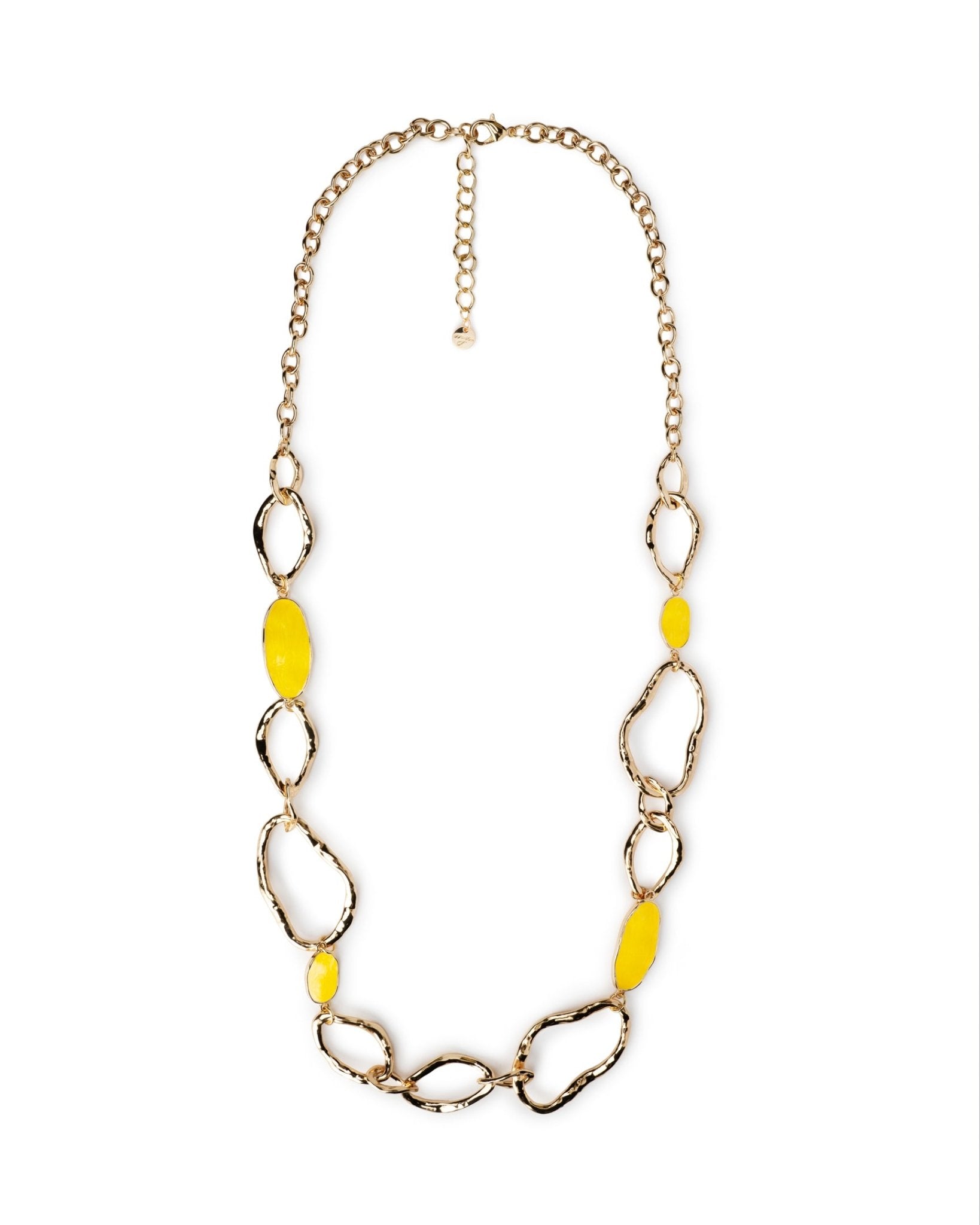 Collana in metallo cerchi martellati color oro smalto giallo - Mya Accessories