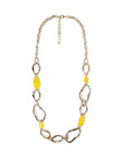 Collana in metallo cerchi martellati color oro smalto giallo - Mya Accessories