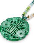 Collana lunga con microcristalli e pendente in acrilico mandala verde - Mya Accessories