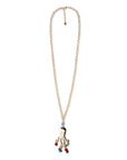 Collana lunga in ottone a catena con pendente a polipo con pietra dura azzurra - Mya Accessories