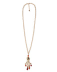 Collana lunga in ottone a catena con pendente a polipo con pietra arancio - Mya Accessories