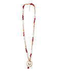 Collana lunga con pietre in vetro rosso e bianco con pendente a spirale - Mya Accessories