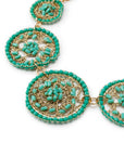 Collana girocollo a catena con cerchi in tessuto con microcristalli turchesi - Mya Accessories