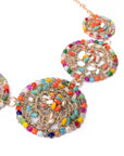 Collana girocollo a catena con cerchi in tessuto con microcristalli multicolore - Mya Accessories