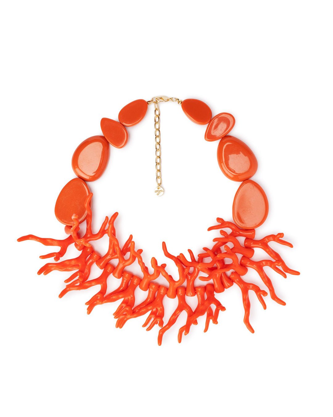 Collana girocollo in acrilico con rami in corallo colore arancio - Mya Accessories