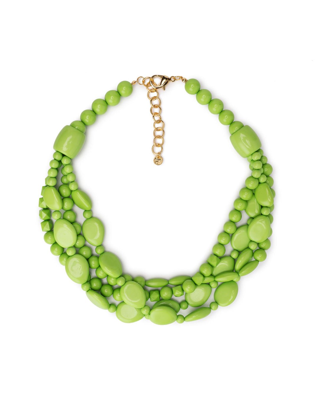 Collana girocollo multi filo con pietre in acrilico verde - Mya Accessories