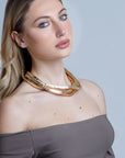 Collana girocollo 3 fili snake base quadrata - Mya Accessories
